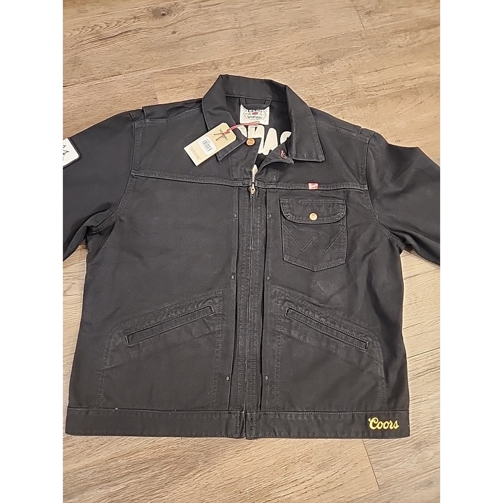 Wrangler Jeans Coors Banquet Mens L Black Denim Jacket Cowboy Buy It SHIPS FAST - Picture 3 of 7